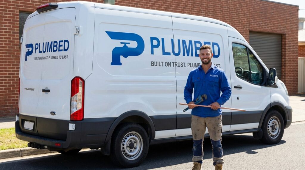 Bobby Ramic standing infront of Plumbed Van.